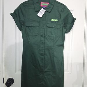 Empyre Green Shirt Dress with Collar Size Medium